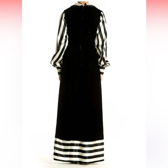 Vintage Black and White Striped Maxi Dress - Picture 3 of 6